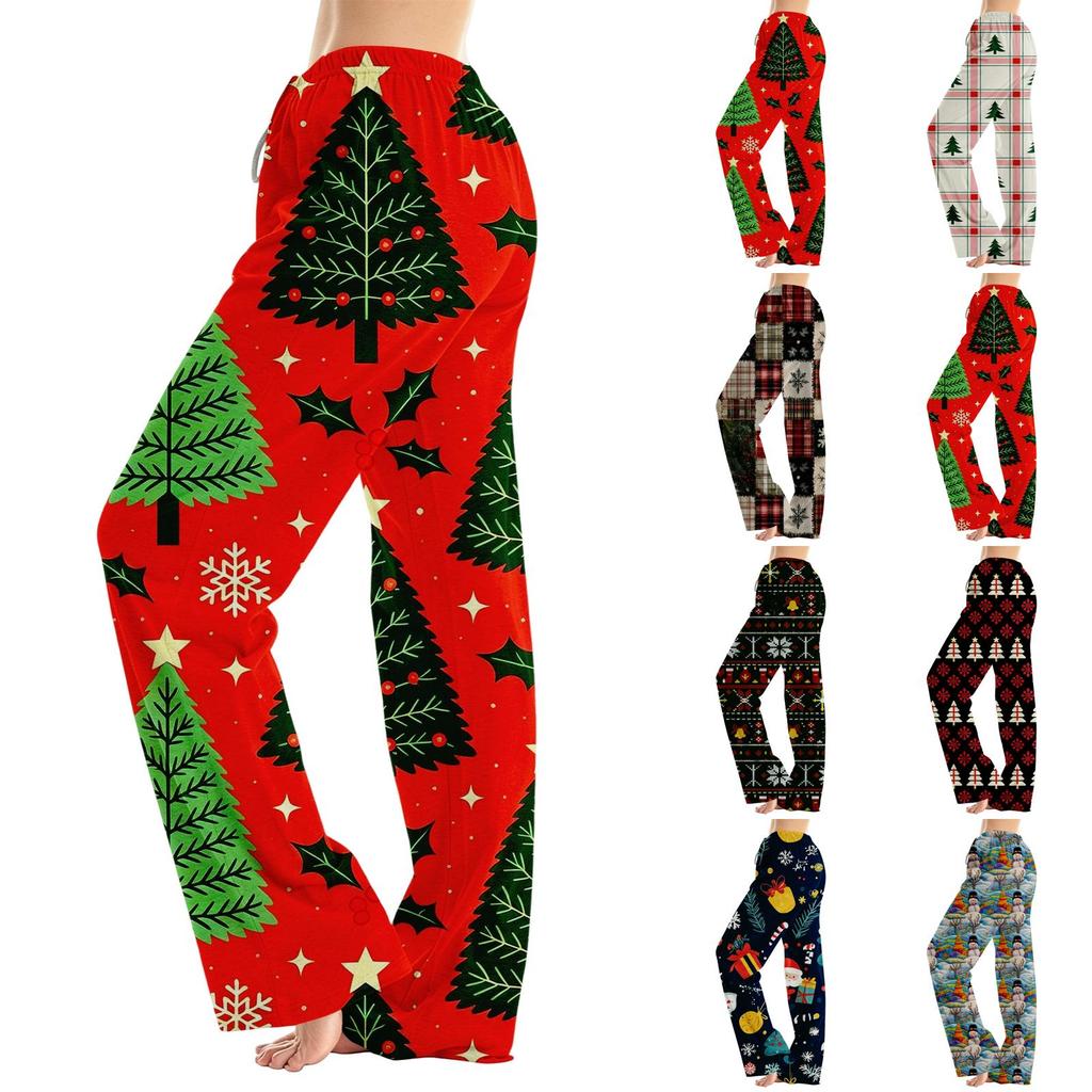 Women's Christmas Print Loose Fit Pajama Pants for Sleep and Home Relaxation