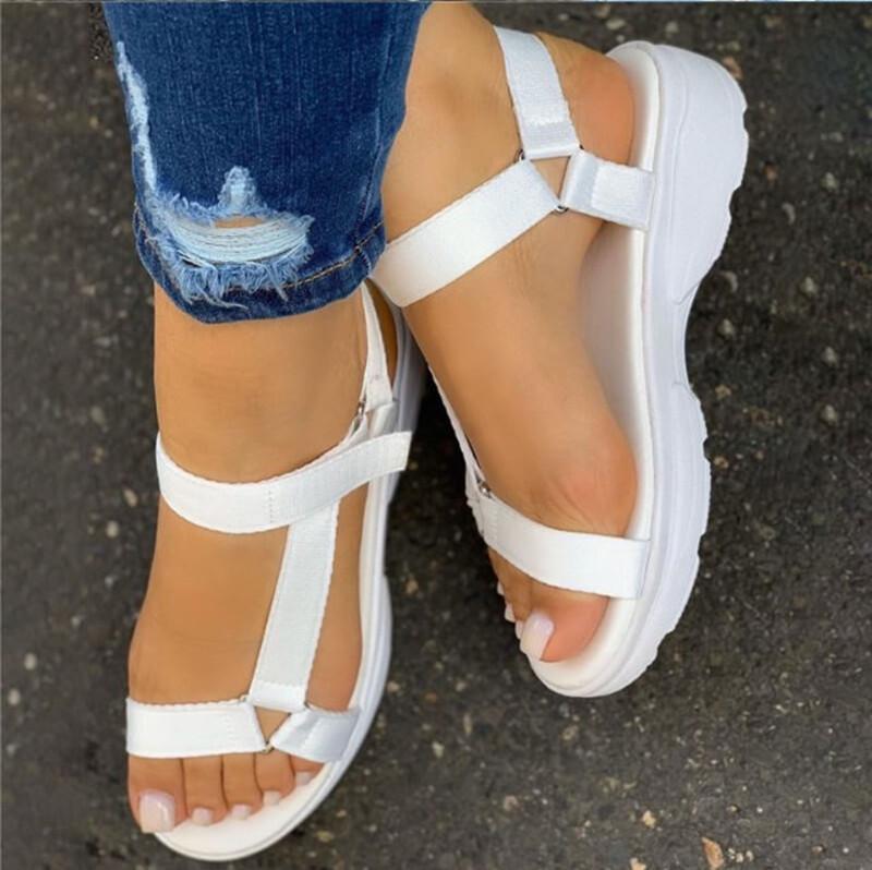 Wish Cross-border Plus Size Women's Shoes 2024 Summer New Foreign Trade Flat Sandals Rainbow Color Ladies Sandals