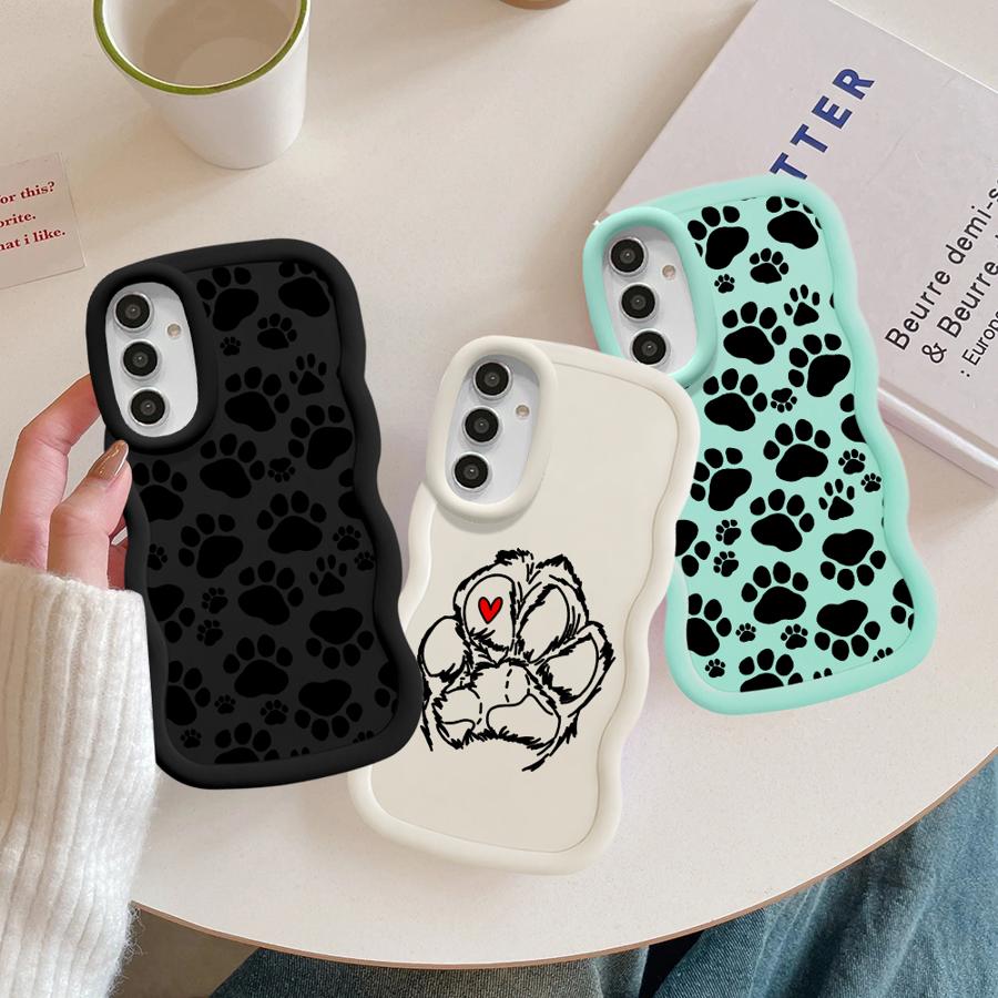Cute Pet Paw Prints Soft Phone Cover Case for Samsung Galaxy A14 A13 A16 A12 A15 A11 A52 A21s A23 A03 A05 A22 A06 A33 A53 A04
