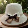 Classic Straw Sun Hat With Wide Brim And Butterfly Bow For Summer Beach Vacation
