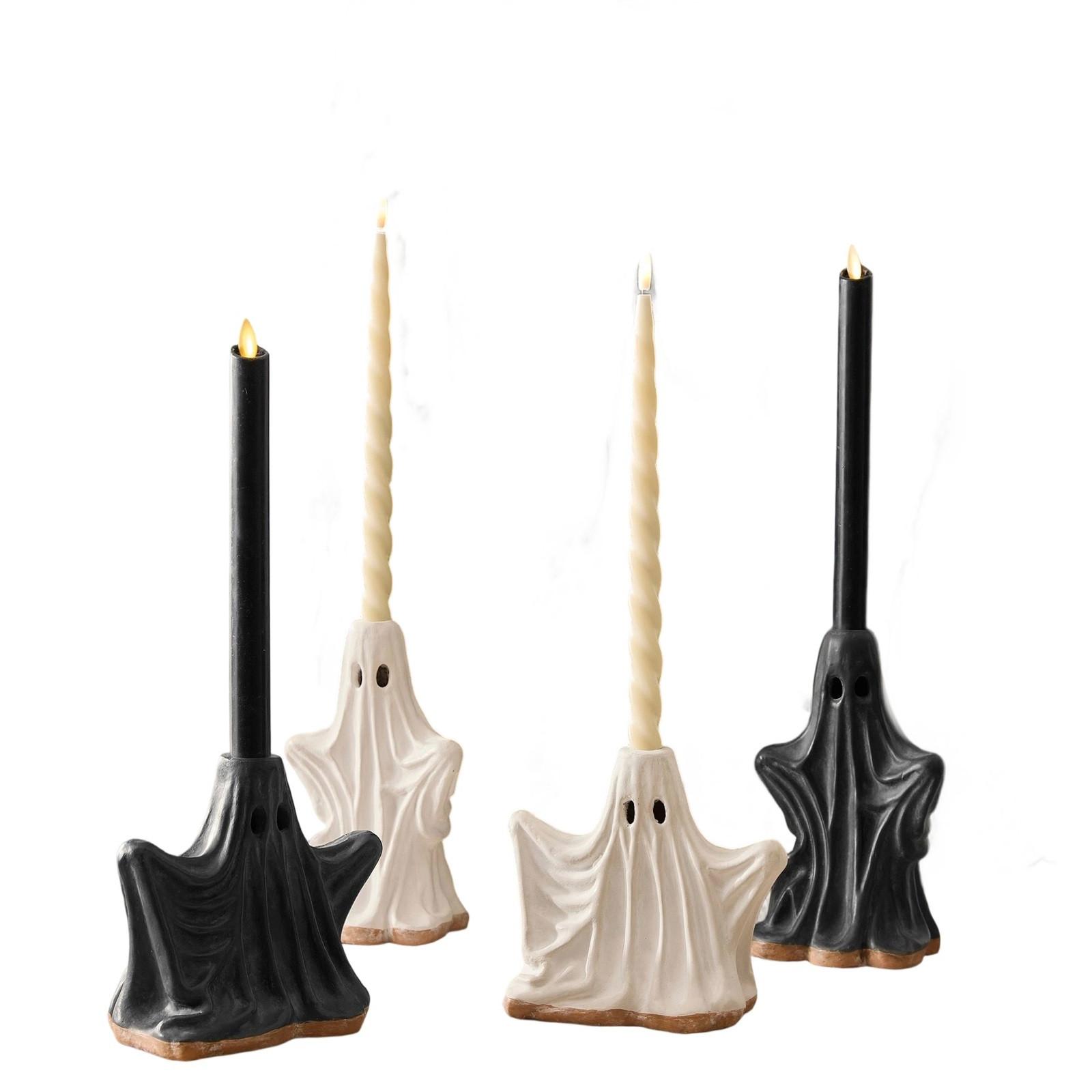 

Ceramic Candlesticks For Halloween 4PC One Size