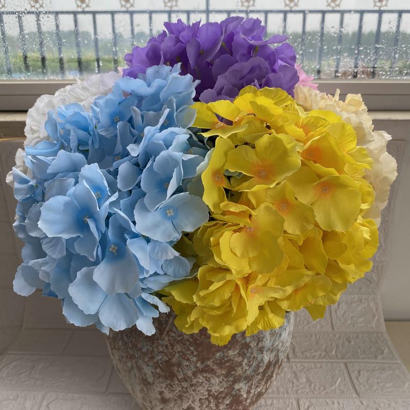 Realistic 5 Head Hydrangea Artificial Silk Flower For Wedding Party Decor Home
