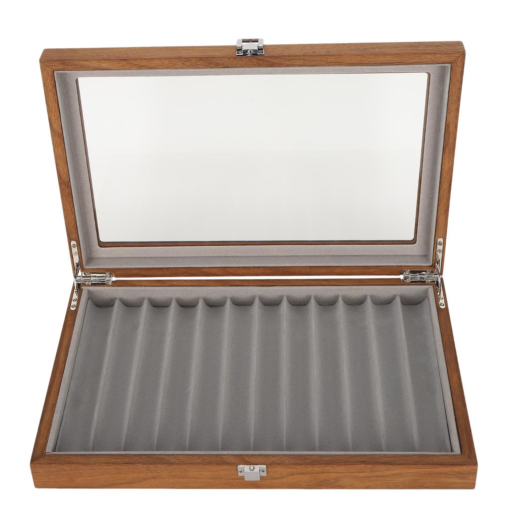 Wooden Fountain Pen Display Case Organizer Walnut Wood Storage Gift Box for 12 Pens Display