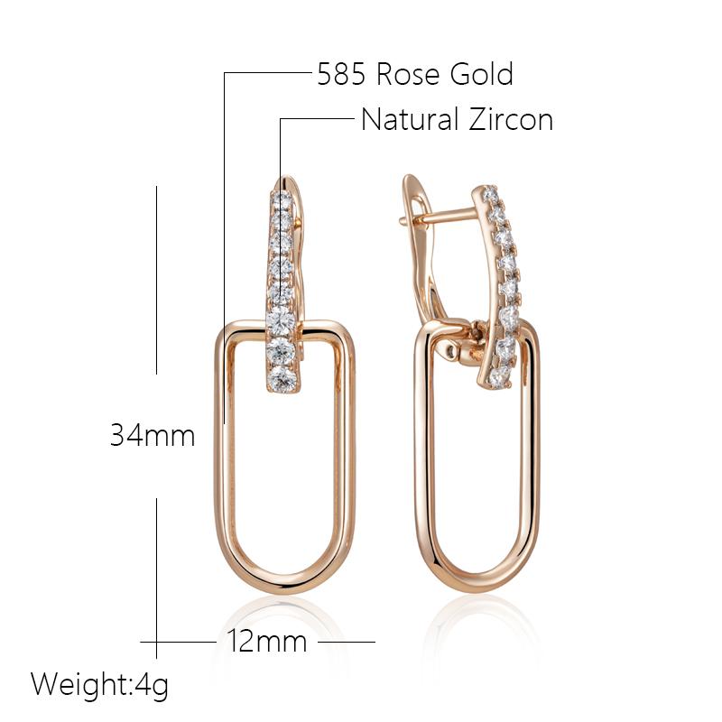 Fashion Rose Gold Color Glossy Hollow Square Drop Earring For Women Unusual Shiny Natural Zircon Daily Fine Jewelry