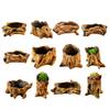 Flowerpot Hand-Painted Imitation Old Tree Stump Shape Outdoor Garden Planter Cement Texture Weatherproof Plant Container