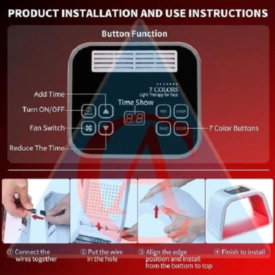 Best Red Light Devices, 7 Color Red Light Machine for Face and Neck, LED Facial Skin Care Beauty Tool At Home led photon light therapy Omega