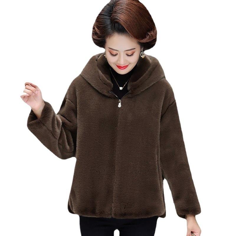 Mom's Imitation Mink Velvet Fur Coat Women's Clothing Winter New Loose Imitation Mink Coat Thickened Cotton Clothes