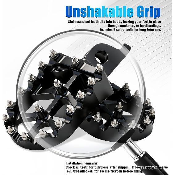 Dirt Bike Foot Pegs,Motorcycle Footpegs Wider Foot Rest Pedal CNC for KX250 KX450 2019-2024 KX250F 2006-2018 KX450F 2007-2018 KLX450R 2008-2013