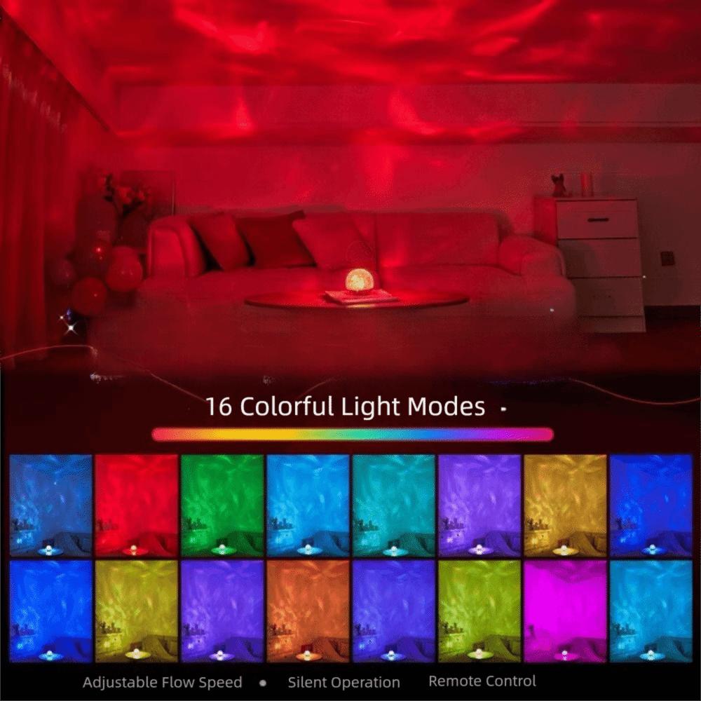 Remote Controls LED Spherical Night Light Aurora Water Ripple Projector  Home Ambiances
