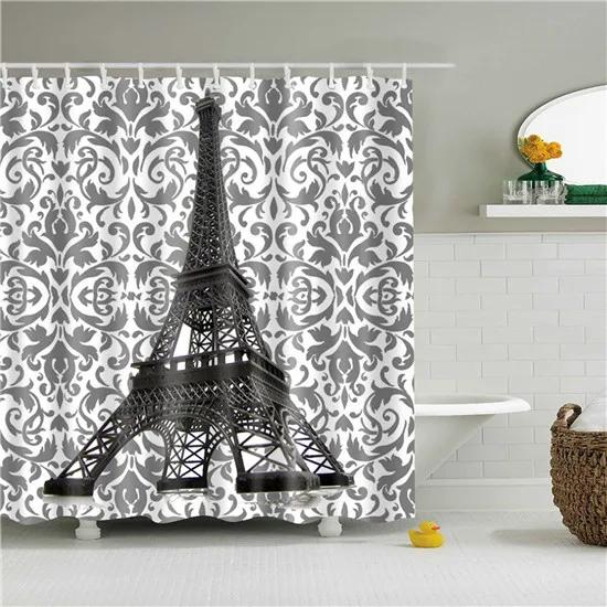 

Vintage Style Paris Style Tower Retro Bathroom Shower Curtain Hook Board Bookshelf Fabric Waterproof Polyester Cortina Ducha W60H190(CM)-1 Pcs