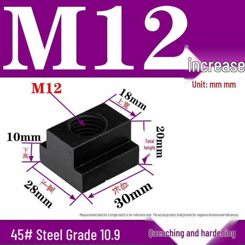 Pressure Plate Trapezoidal T-Slot Nut, Sizes M8-M27