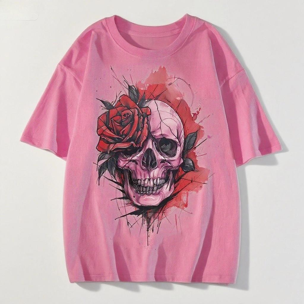 2025 American Devil Style Printed Short-sleeved Summer Casual Fashion Top Crew Neck Cotton Cool Breathable T-shirt