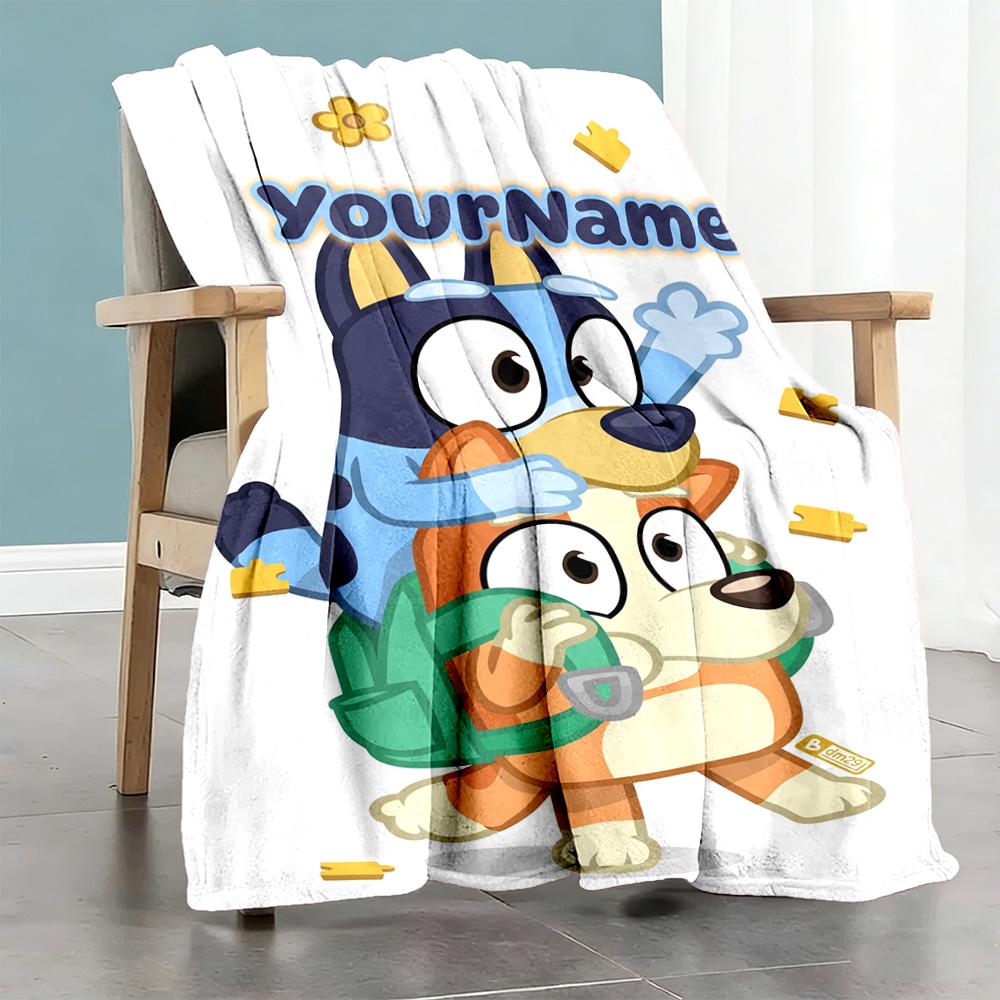 Bluey 121 Customize Text Blanket Throw Personalized Blanket Comfortable Perfect for Nap Bedding Couch Living Room Ideal for All Seasons