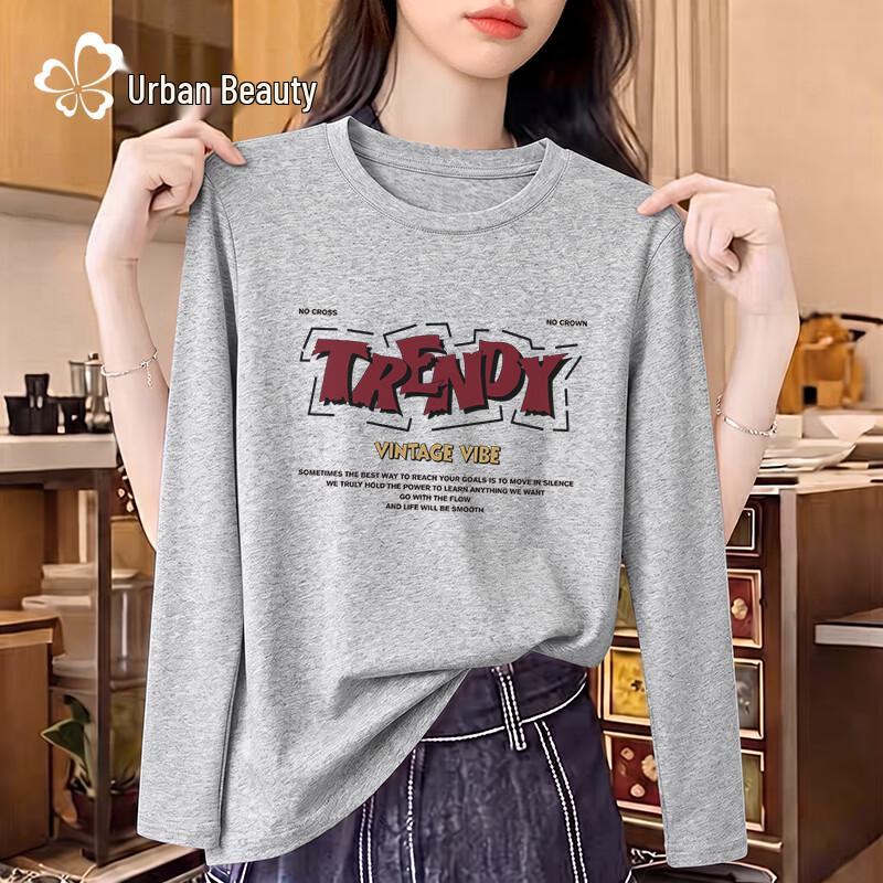 Women's American Retro Long-Sleeve Crew Neck T-Shirt