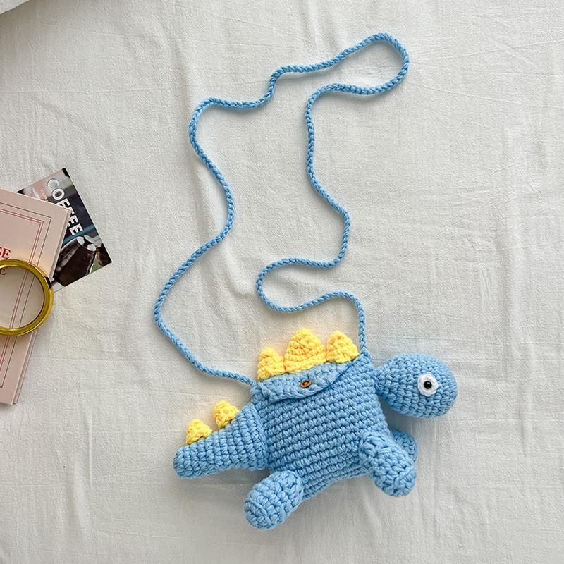 Adorable Mini Cartoon Dinosaur Plush Crossbody Bag For Kids With Handmade Design