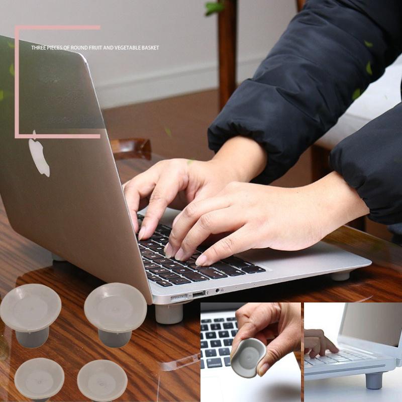 Set mit 4 tragbaren Kühlpads für Notebooks, mit rutschfesten Matten und Laptopständern, entwickelt zur Verbesserung der Kühlung und Stabilität.