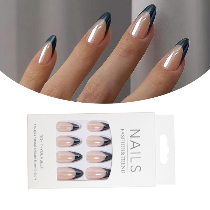 Mittel Mandel Aufdrücknagel French Tip Falschnagel Glänzend Künstlicher Nagel Acryl Aufklebenagel für einfache Anwendung