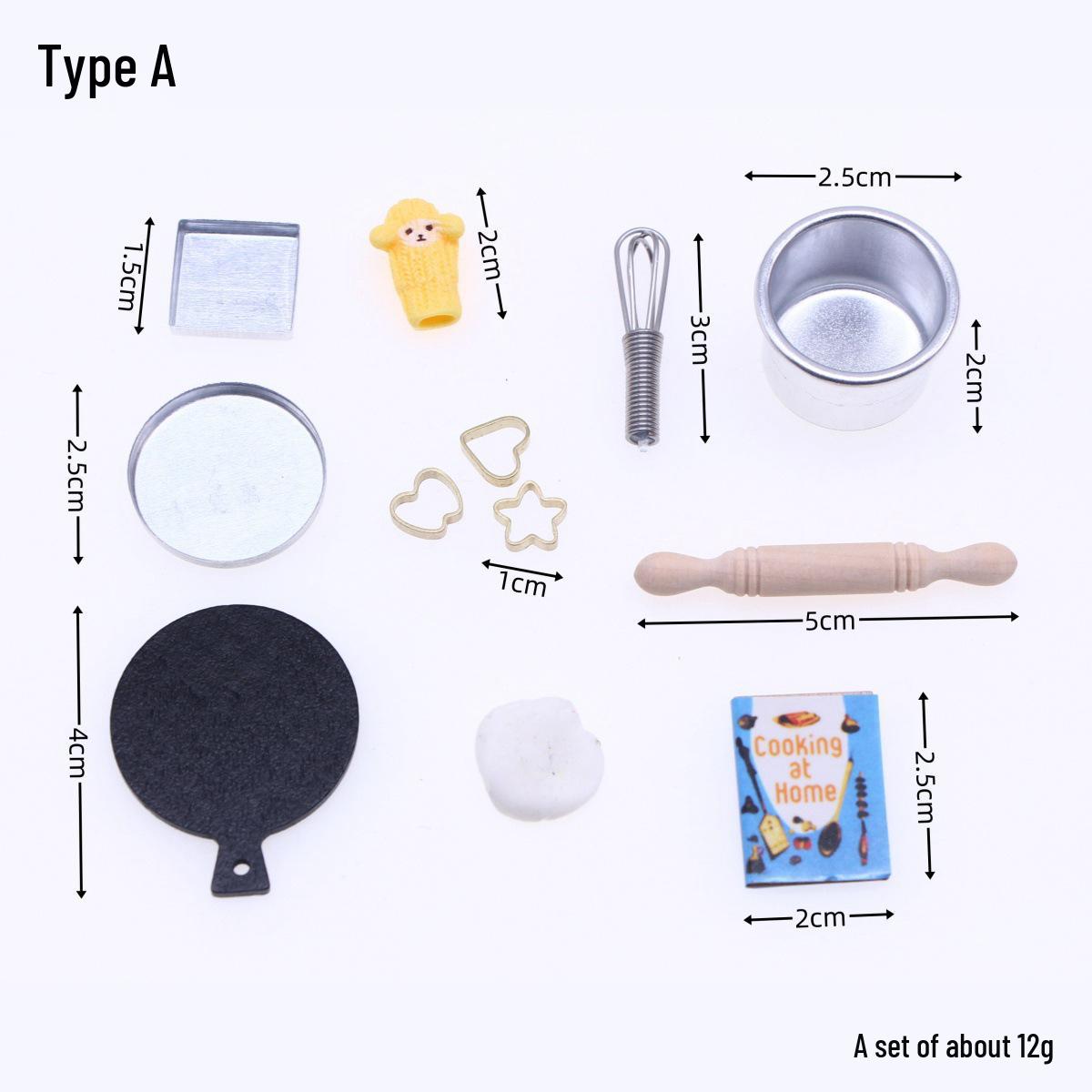 Miniature Dollhouse Baking Set: Rolling Pin & Whisk Props