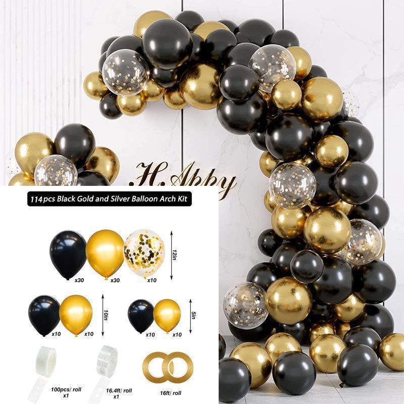 Balloon Set Black Gold New Year Arrangement Balloon Chain Birthday Party Wedding Decoration Arch Latex Material