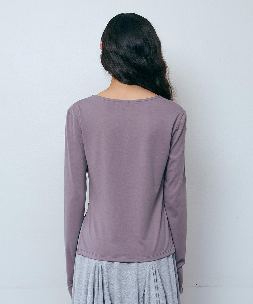 PISCESS Side Slit Long Sleeve Top_Mid Grey