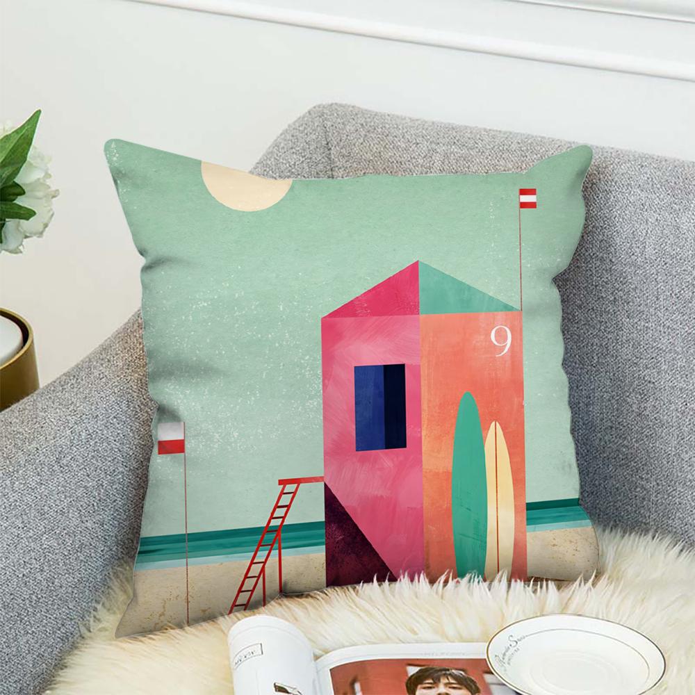 H-Henry Art Pillow Case For Car Sofa Decorative Home Double-sided Print Plush Square Throw Pillow Cushion Cover