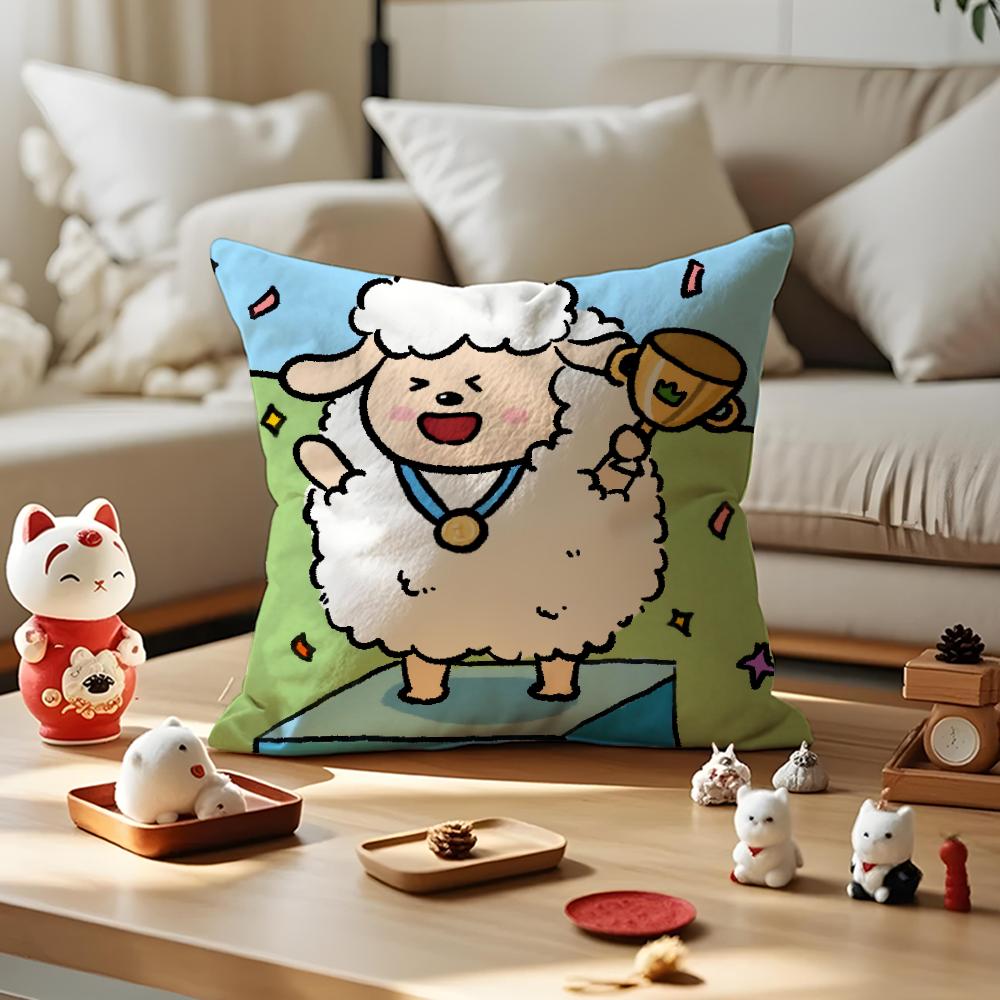 Cute Animal Champion Cushion Cover Anti-dustmite Pillowcase Invisible Zipper Silky Short Plush Sofa Cushion Cover