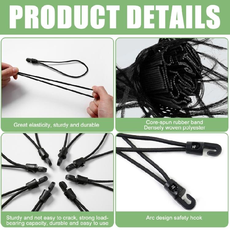 30Pcs 4mmx25cm Elastic Rope with Plastic Hook Heavy Duty Bungee Cord For Garment Repair Home Decoration And Packaging
