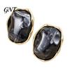 Fashion Statement Earrings for Women 1 Pair Natural Healing Stone Stud Women, Gold Versatile Casual Dress Plated Oval Resin Earrings, Faux Crystal