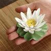 1 Pcs Hand Pinched Ceramic Flower Ornament White Lotus Lily Zen Incense Holder Incense Stick Creative Tea Pets Home Decoration