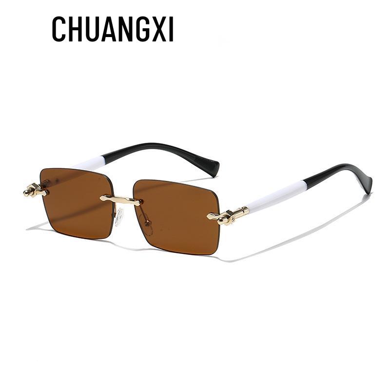 Frameless Cut-Edge High-End UV Protection Square Sunglasses