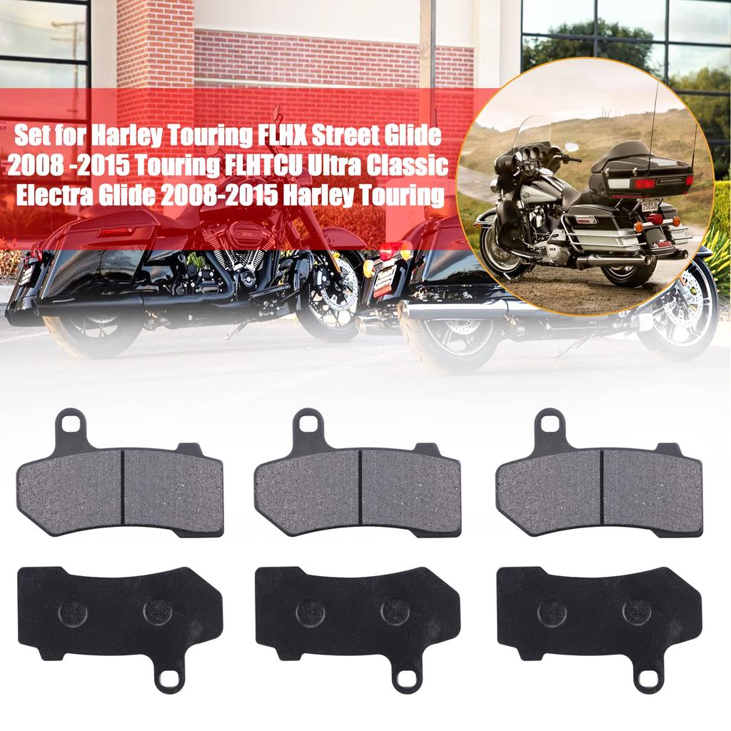 MWMNUN Semi-Metallic Front & Rear Brake Pads Set for Harley Touring FLHX Street Glide