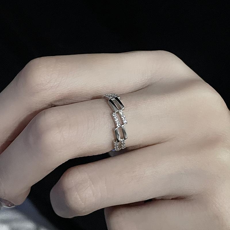 Pig Nose Inlaid With Zircon Full Diamond Ring, Woman'S Cold Wind, High Sense Of Fashion, Trendy Open Index Finger Ring