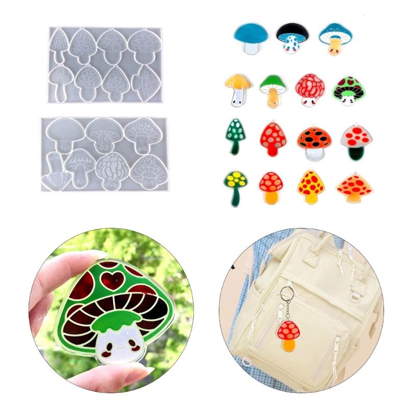 Pendant Molds Keychain Jewelry Mold Mushroom Shape Silicone Keychain Mold Silicone Material Hand-Making Tool for Pendant