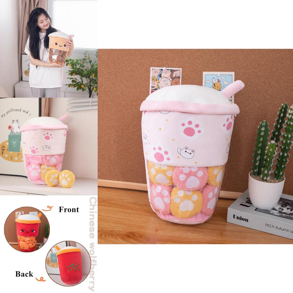 Kids Bubble Tea Boba Cup Squishmallow Plush Pillow Cushion Toy Gift Birthday