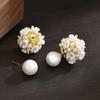 French Mother-of-Pearl Flower Pearl Studs: Double-Sided, High-End, Versatile Earrings