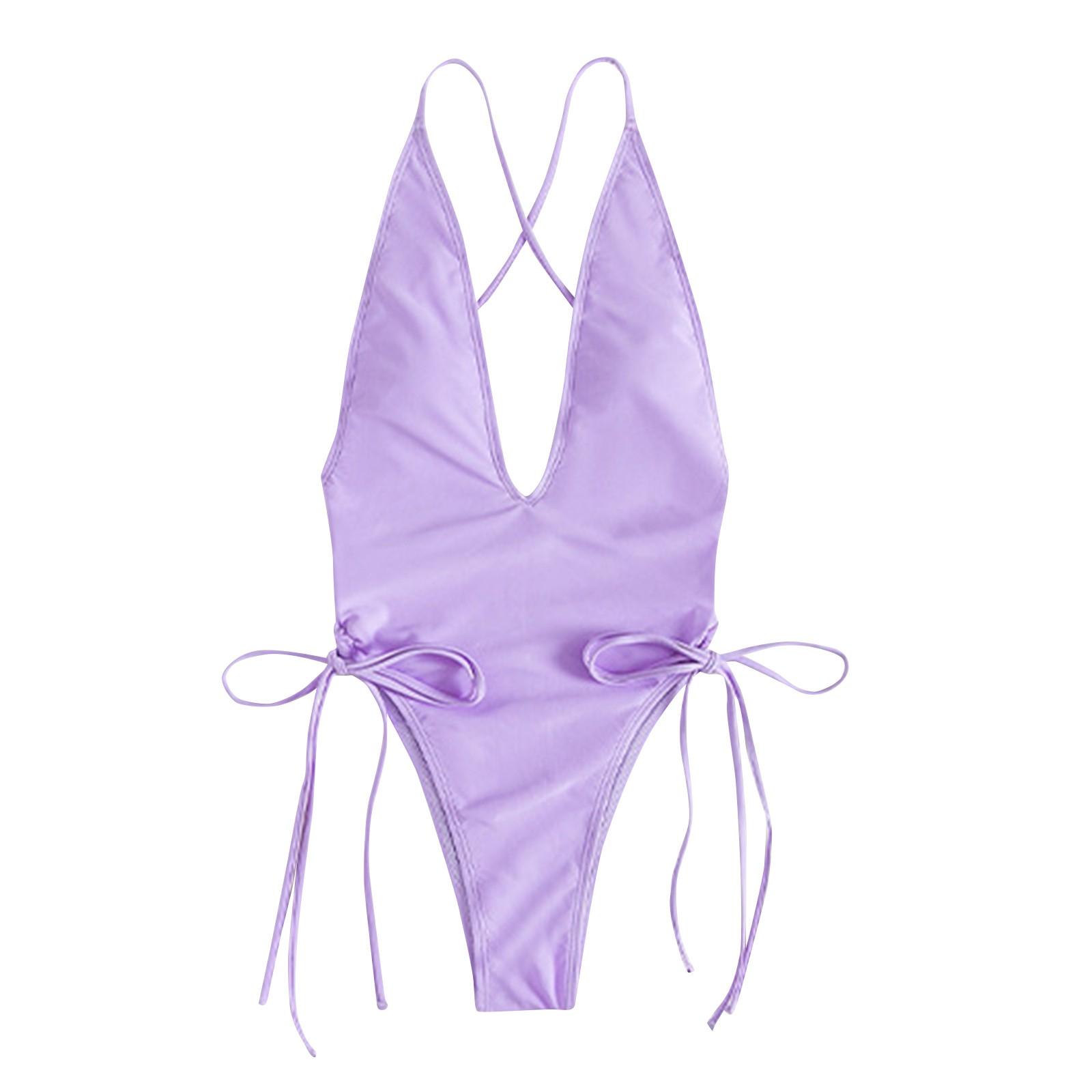 

Женское цельное сексуальное бикини, сплошной цвет, кружево с голым бретелем на груди, купальник без стальных кронштейнов L