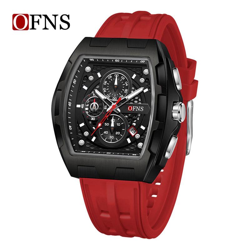 OFNS Men's Fashion Chronograph Watch: Trendy, 50M Waterproof, Luminous, Calendar, Three-Hand Design