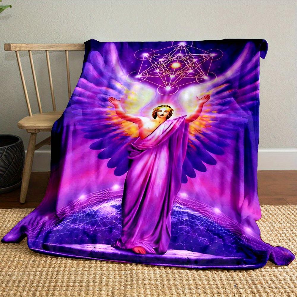 Sacred Seraphim Metatron Print Flannel Throw Blanket - Digital Printing, Reversible, All-Season, Non-Woven Polyester