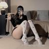 Sexy Pure Desire Over-the-Knee White Silk Cow Print Thigh-High Stockings for Women - Spring/Summer