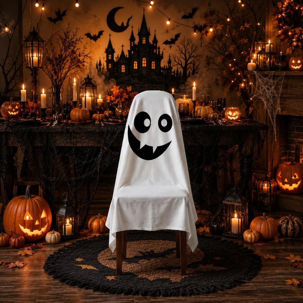 Pumpkin Halloween Dinner Chair Seat Cover Skull Pattern Festival Table Decor Home Decoration