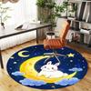 1pc Rabbit Moon Round Chair Mat Office Area Rug - Non-Slip, Floor Mat for Office, Bedroom, and Indoor Decor P127109