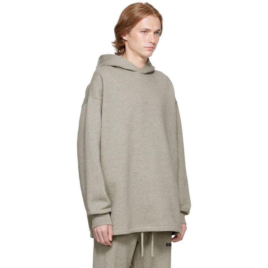 Fear of God Essentials Sudadera Relajada SS22 con Estampado de Letras de Terciopelo en la Espalda Tops Unisex Dark-Oatmeal FOG-SS22-608