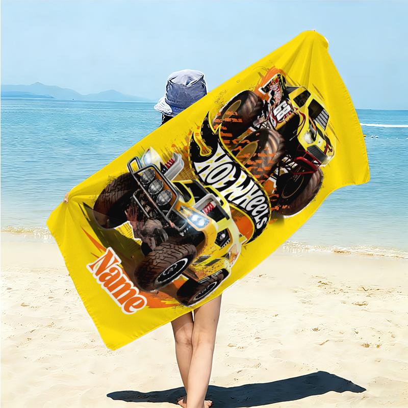 Personalized Monster Truck Adventure Night Beach Towel Microfiber Beach Towel Thin Absorbent for Beach Swimming Yoga Bath Sports. 0910338