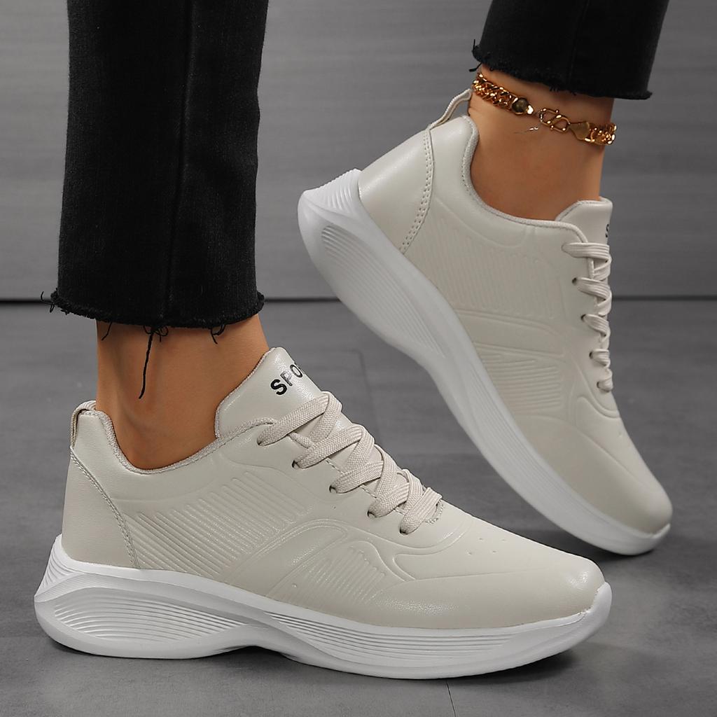 Celé černé tenisky dámské podzimní kožený povrch voděodolné měkká podrážka lehké čistě černé dlouhé stání bez unavení nohou pracovní obuv velká velikost