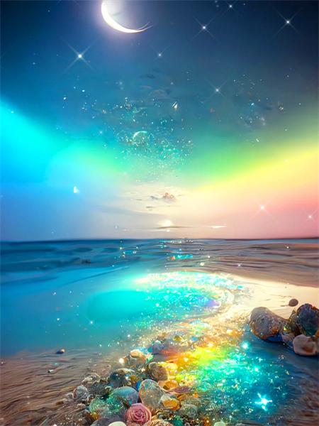 5d Diamond Painting Full Drill Moon Seaside Landscape Home Decor Embroidery Mosaic Beachfantasy Home Decor