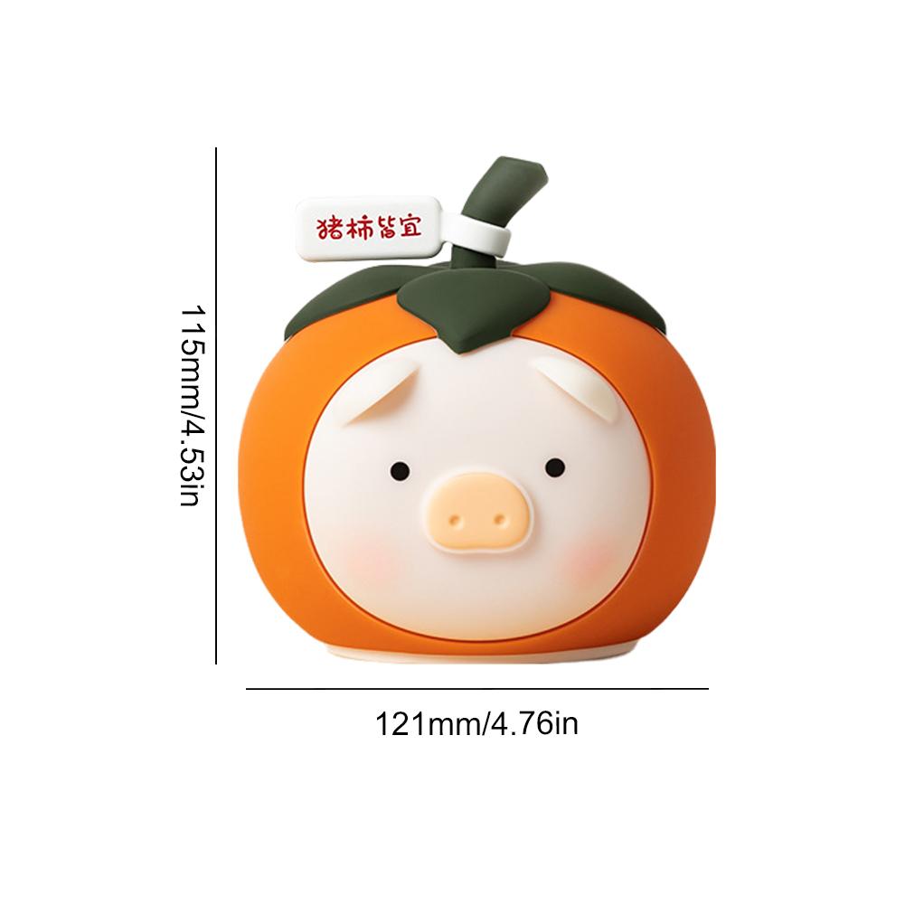 Pig and Persimmon Night Light USB Rechargeable Touch Control Bedroom Sleep Lamp