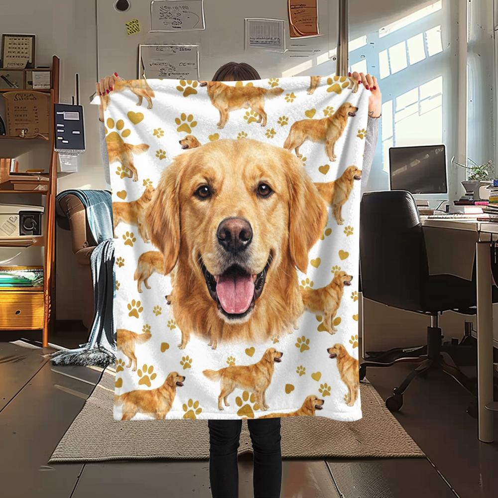 1PC Cute Pet Puppy Print Flannel Blanket, High quality All Seasons, Home Decor, Warmth and Comfort, Perfect for Christmas Gifts