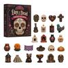 Halloween Advent Box Day of The Dead Calendar, 24-Day Acrylic Ornament Set with Mexican Culture Collectible Skull And Marigold Designs, Tree
