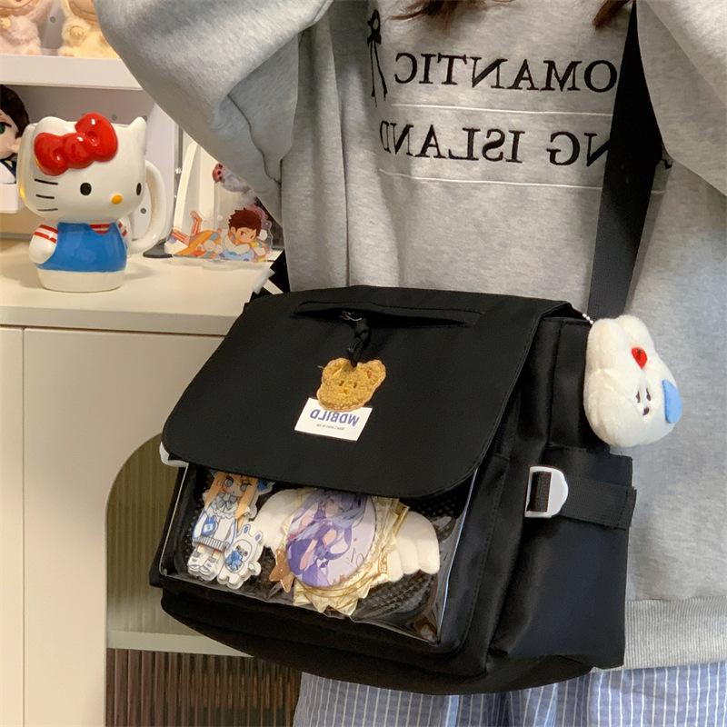 Japanese two-dimensional cute bear messenger bag female college style large-capacity messenger bag transparent millet bar pain bag