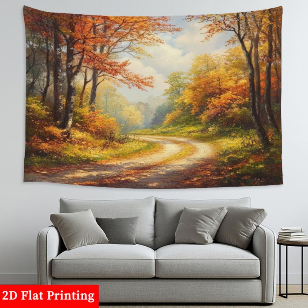 Autumn Forest Path Tapestry Polyester Wall Hanging Boho Living Room Decor home decor aesthetic 180x320cm71x126in